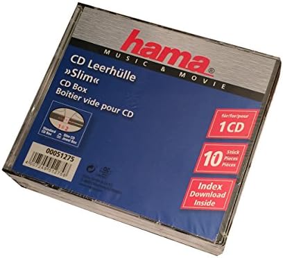 Hama 51164 wąskie etui na płyty CD, opakowanie 10 sztuk, przezroczyste