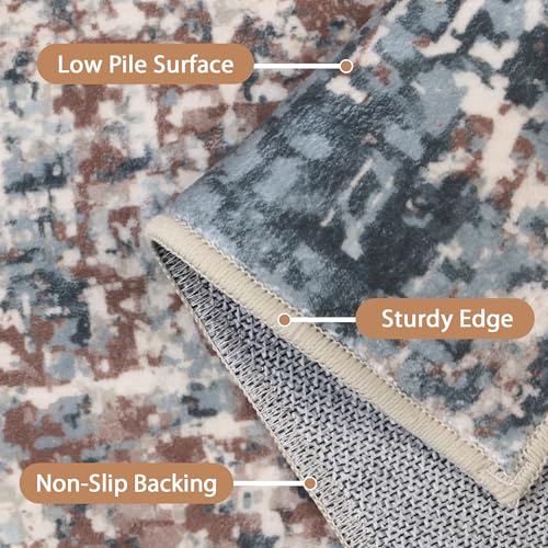 Area Rugs 8x10 Machine Washable Rug for Bedroom Living Room Dining Room, Large Modern Abstract Soft Rugs, Indoor Low Pile Carpet with Non Slip Rubber Backing, Abstract Light Colorful
