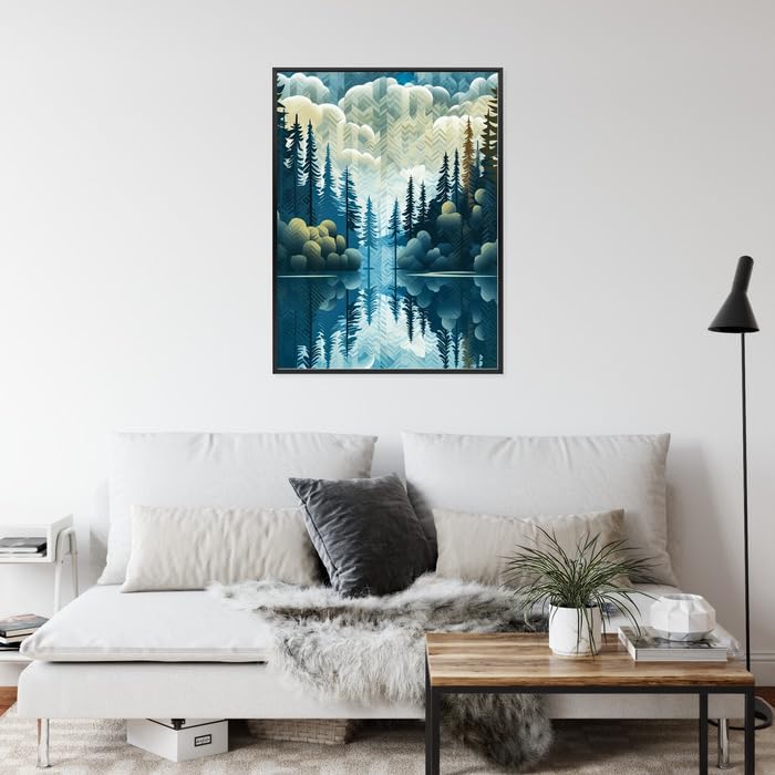 Décoration murale moderne forêt et lac Wallero 60x80 - 2