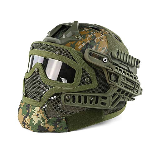 PJ Fast Taktischer Helm Airsoft Paintball Schutzhelm Vollgesichtsmaske Brille Outdoor Sport Jagd CS Spiel Cover