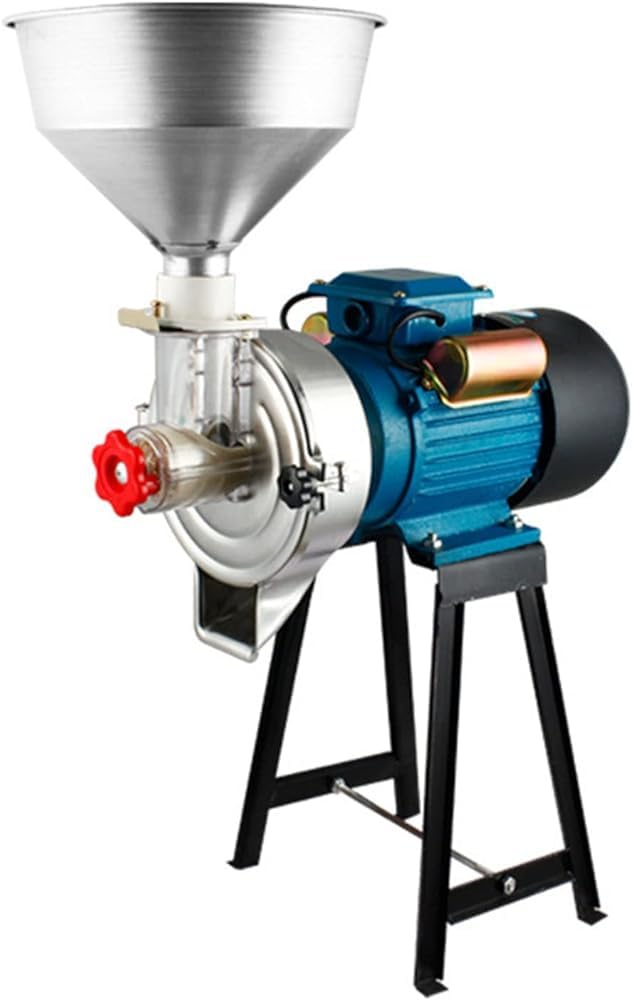 YXFAZPP Electric Grain Mill Grinder, Heavy Duty Wet & Dry Cereal and Corn Mill with Funnel for Flour, Rice, Feed, Coffee, and Pellet Powder