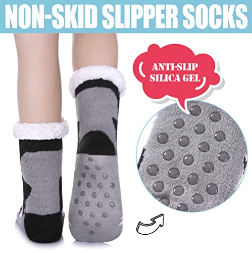 MQELONG Kids Slipper Fuzzy Socks Boys Girls Fluffy Fleece Lined Warm Plush Sherpa Winter Non Slip Christmas Home Socks3