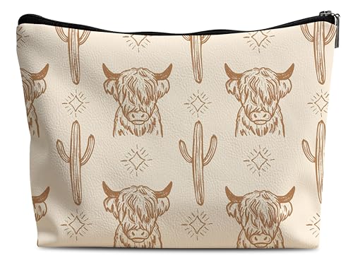 Image of Western Makeup Bag,Western Gifts For Women,Cow Makeup Bag,Cowgirl Stuff,Western Stuff For Women,Western Gifts,Cowgirl Gifts(Leather COW Q)