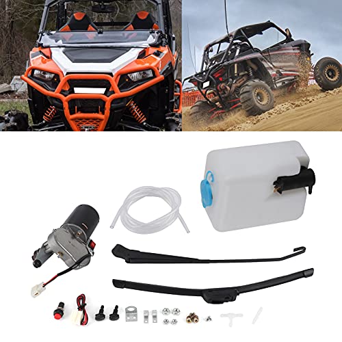 Image of Electric Windshield Wiper Assembly Kit, KIMISS Electric UTV windshield Wiper Kit Motor Blade Arm Water Spout Pot Hose for UTV ATV