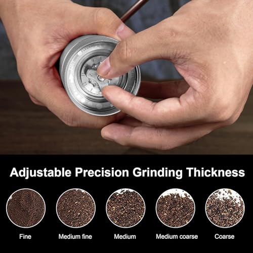 M6 Manual Coffee Grinder,Coffee Burr Grinder with 24 Grinding Settings,Espresso Grinder With Sharp Hexagonal Mill Core & Walnut Handle,Portable Mini Coffee Grinder for Office Travel Camping - Image 6