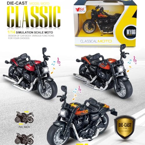 Image of Die-cast Alloy Motorbikes for Kids 1:14 Scale Alloy Model Bikes Pull Back Toys Suitable for 3+ Years Boys and Girls Multicolor (Pack of 1)【Colors as Per Stock】 (Motorbike 1:14)
