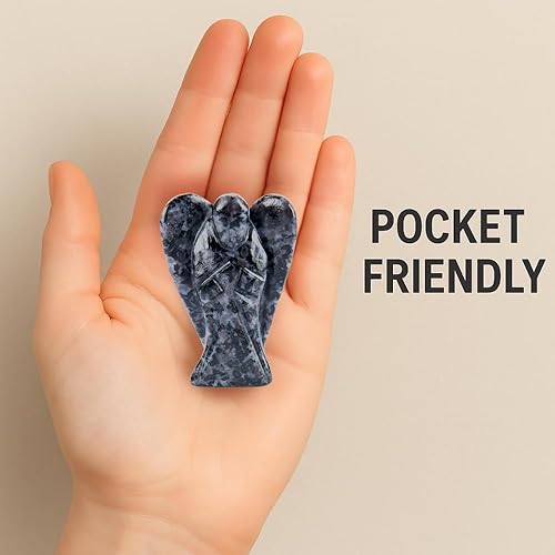 Miniatura 155 de Estatua de ángel de angelita de 2 pulgadas, hermosa piedra preciosa de ángel de la guarda, ángel de cristal natural, tallados a mano para promover