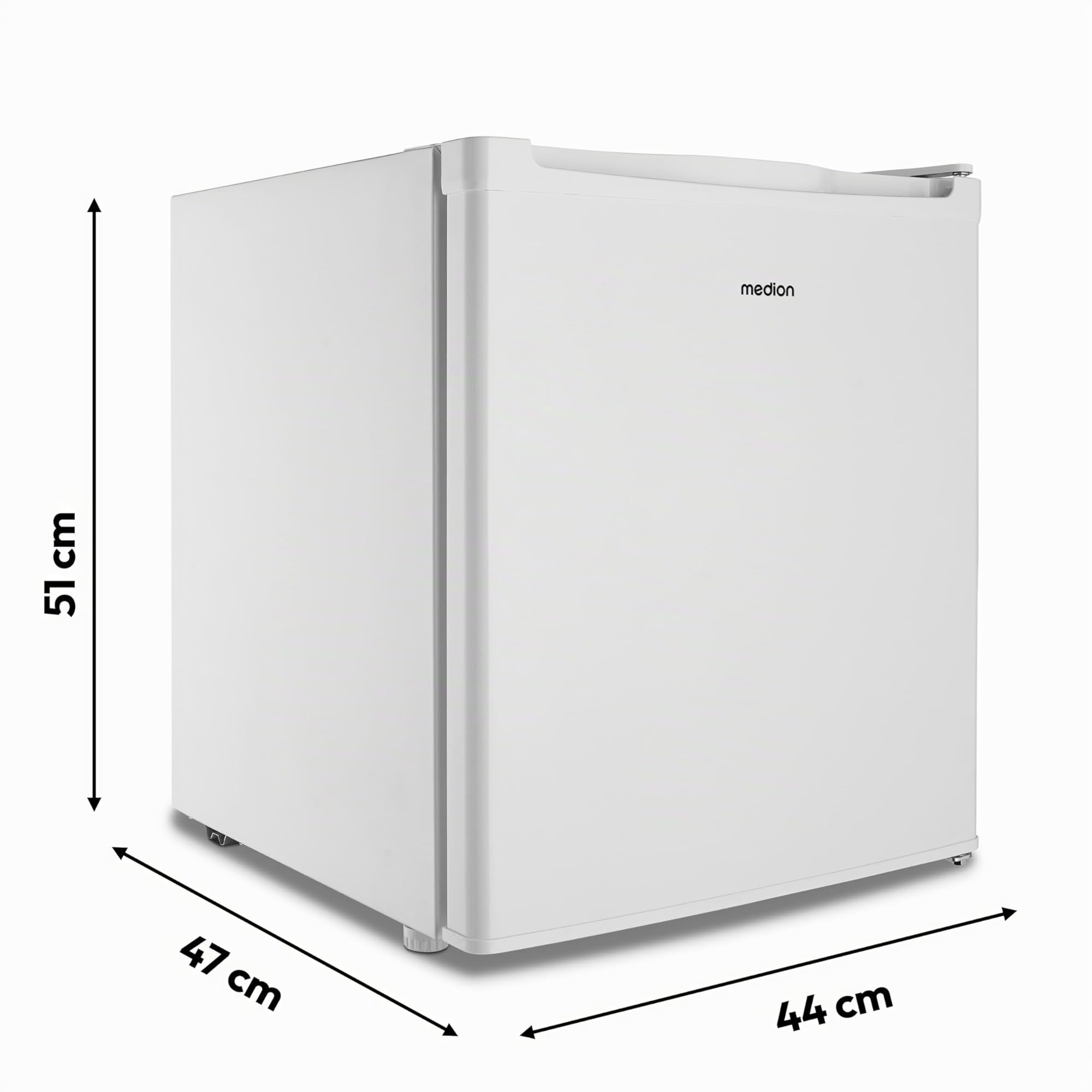 Mini congelatore MEDION (capacità 33 litri, altezza 51 cm, piedini regolabili in altezza, maniglia incassata, impostazione manuale della temperatura, valutazione 4 stelle, MD37675)