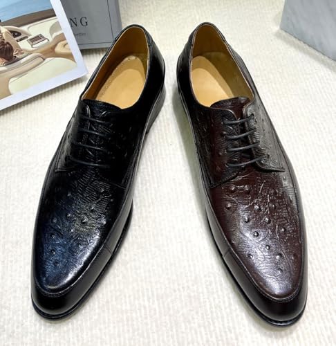 Santimon Men's Genuine Leather Oxfords Dress Shoes, Luxury Alligator Embossed Lace-up Formal Shoes for Casual Business, Prom Weddings3