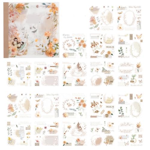 Alideco Juego de calcomanías vintage para álbumes de recortes, diseño retro de personas y flores, libro de calcomanías para adultos, calcomanías de diario para álbumes de recortes, pinzas, 20