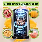 Aigostar Smoothie Maker, Mini Standmixer, 600W, 2 x 800ml Becher mit Reisedeckel, 2 Geschwindigkeitsstufen + Impulsfunktion, Ice-Crush-Funktionmit,Tritan-Kunststoff Flasche, BPA-frei. Baron – Bild 4