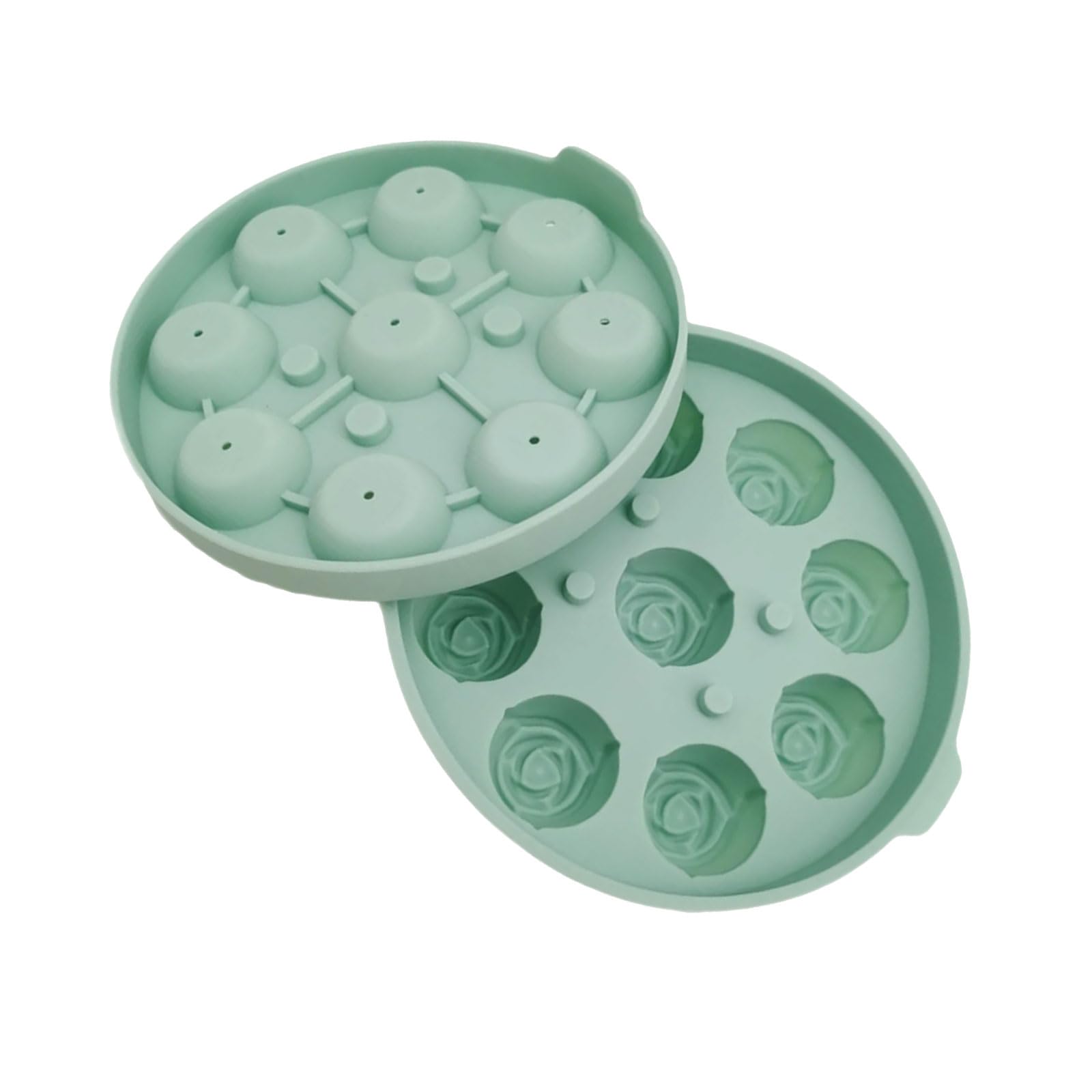 Kalttoy Green 3D Rose Ice Molds With Lid Silicone Ice Cubes Tray Peach Shape Cubes Tray For Cocktails Coffee And Fruit Drinks Silicone