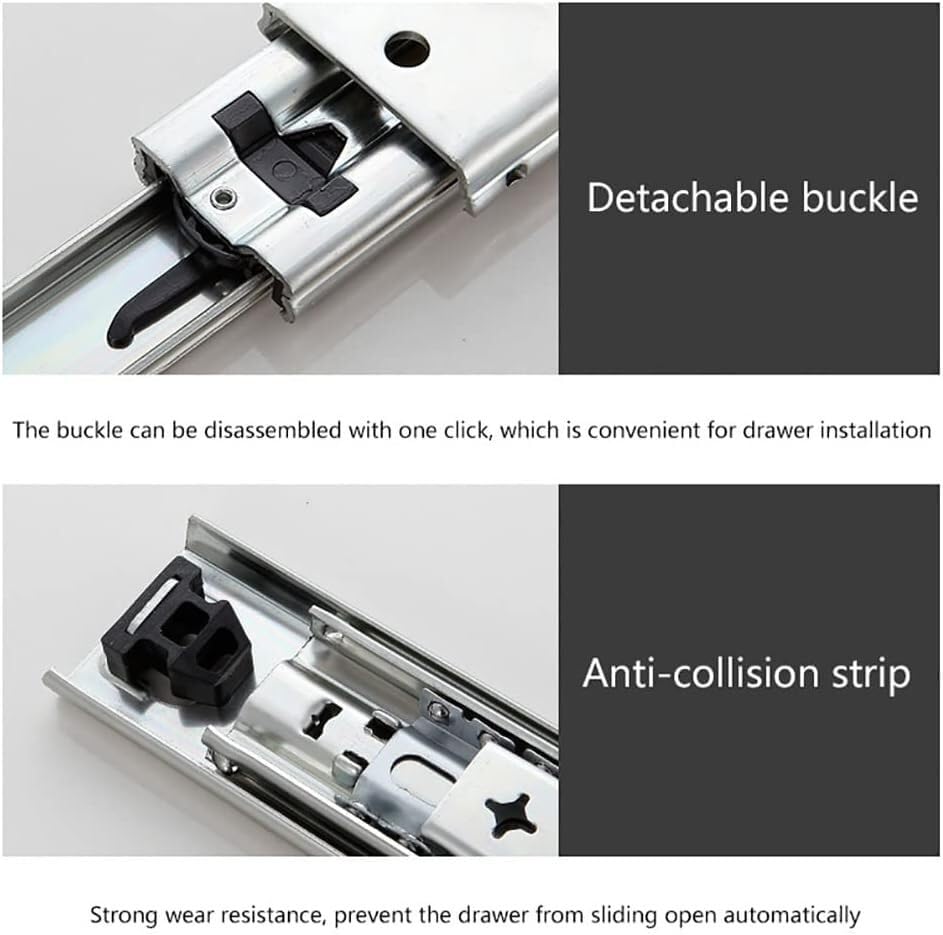 Guías para cajón de tres secciones con rodamiento de bolas totalmente extensible, 2 pares 3