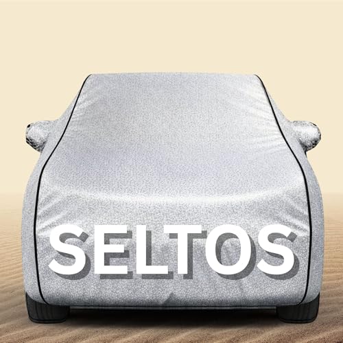 Image of 100% Waterproof Seltos Car Cover Heavy Duty - Premium Polyester Car Body Cover, All Weather Outdoor Protection, UV Resistant, Dustproof, Windproof, Heat Resistant, Scratch Resistant (Silver)