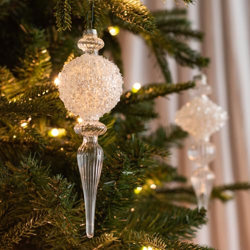 KI Store weihnachtskugeln Weiss transparenti Glas 4 Stücke Ornamente für Weihnachtsbaum Christbaumkugeln Glas Weihnachtsdekoration Kugeln – Ansicht 5