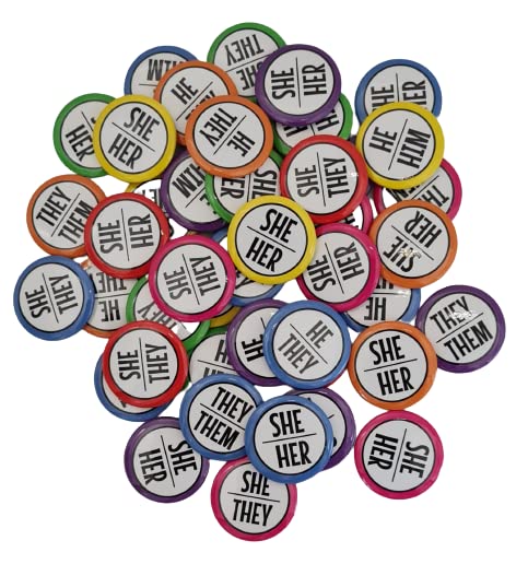 Pride and Pronouns Bulk Pack of My Pronouns Are Pins, Colour Border Customisable Gender Pronouns Pins, Pronouns LGBTQ+ Pin Brooch For Pride, 1 inch (25mm) Diameter Badge (Pack of 1000)