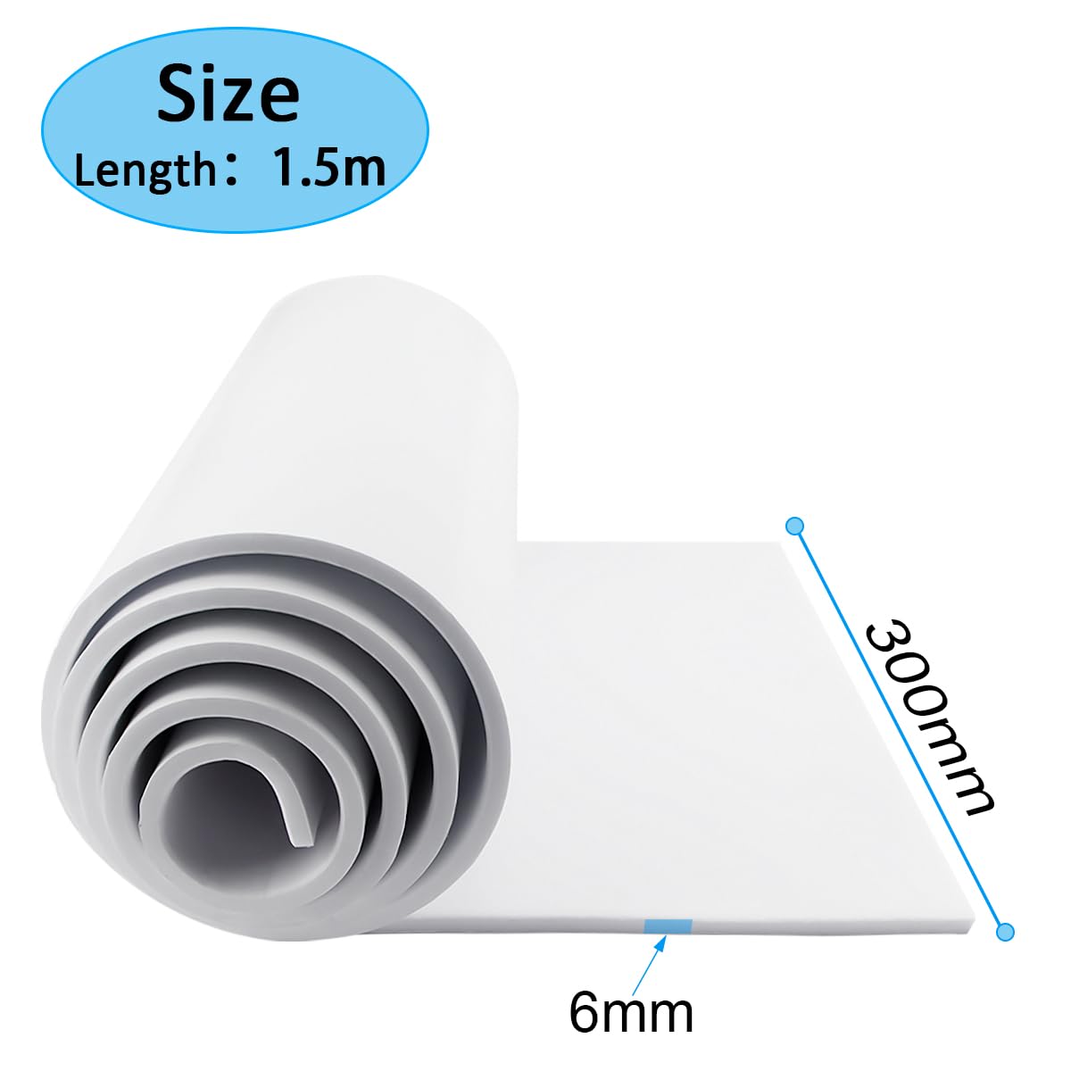 Rouleau De Mousse Autocollante Néoprène – 2 M X 30 Cm X 6 Mm – Isolation, Antidérapant, Protection Contre Chocs Et Intempéries