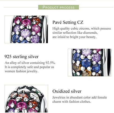 Bijoux Blu Colourful Rainbow Fashion New Genuine 925 Sterling Silver Rainbow Colourful Zircon Spacer Beads fit Charm Bracelet DIY Jewellery Making - Image 5