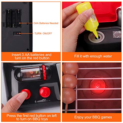 Kids Play Food Grill With Pretend Smoke Sound Light Kitchen Playset Bbq Accessories Camping Toy Cooking Set Easter Basket Suffer Birthday Gift Outdoor Toy For Toddler Children Boy Girl Kid Toy Outside #TOP3