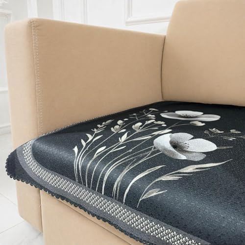 Image of Homerz Premium Waterproof Jasmine Joe Sofa Seat Cover - Floral Printed Sofa Protector | Non-Slip, Washable & Durable Sofa Protector (Grey, 1 Seater)