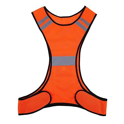 Nimoa Gilet réfléchissant, Gilet de sécurité réfléchissant Haute visibilité Vêtements de sécurité de Course de Nuit Taille réglable(Orange) Cover