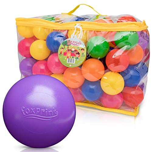 Foxprint Soft Plastic Kids Play Balls – Non Toxic, 100 Phthalate & Bpa Free - Crush Proof & No Sharp Edges; Ideal For Baby Or Toddler Ball Pit, Kiddie Pool, Indoor Playpen & Parties, 100 Balls #TOP2