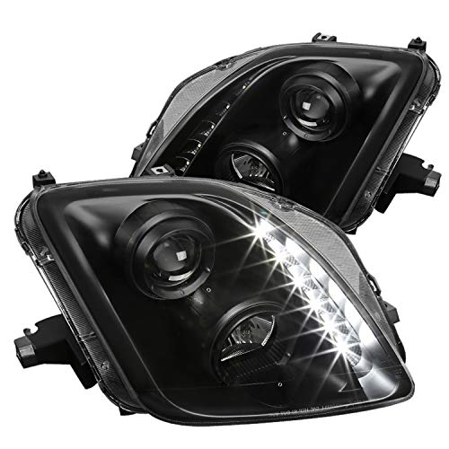 Spec-D Tuning Black Clear SMD Led Projector Headlights Compatible with Honda Prelude 1997-2001 L+R Pair Head Light Lamp Assembly