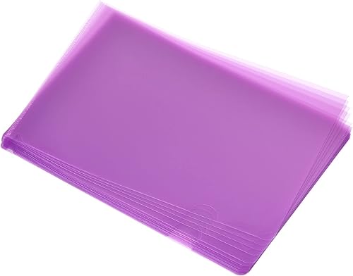 PATIKIL Carpetas tipo L, paquete de 24 carpetas de plástico transparente A4, fundas para chaqueta de archivos, bolsillos para proyectos, color morado
