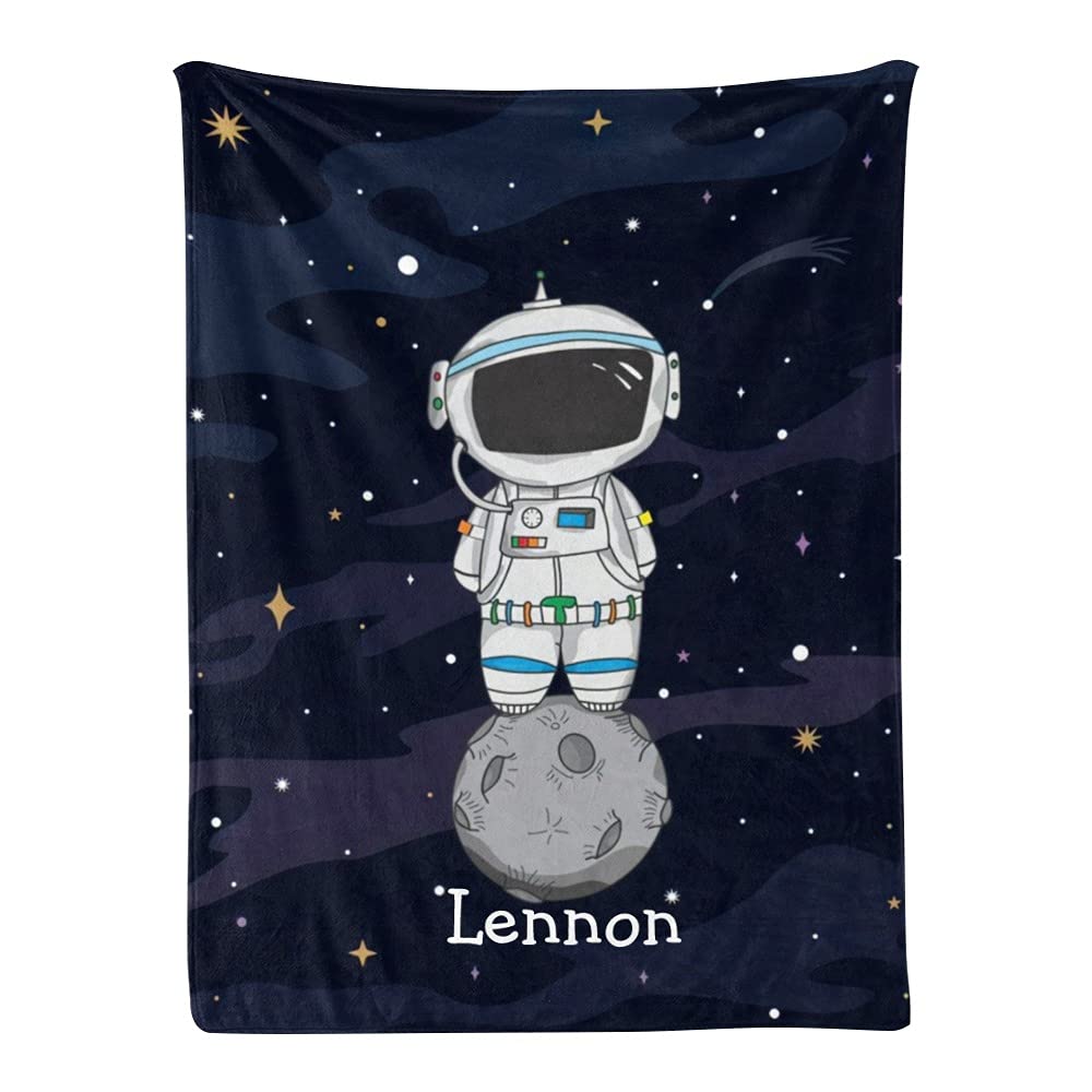 Yeshop Personalized Baby Blanket Space Cute Astronaut Custom Nursery Swaddling Blankets 30x40 Inches for Baby Boy Girl with Name Baby Shower Birthday Gift