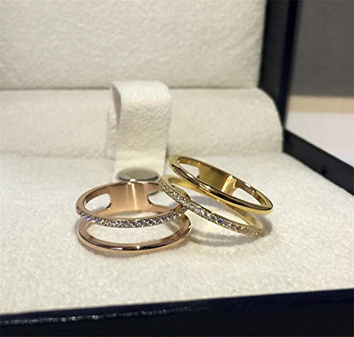 Women's Stainless Steel Cubic Zirconia Ring Knuckle Midi Stacking Double Lines Eternity Bands3