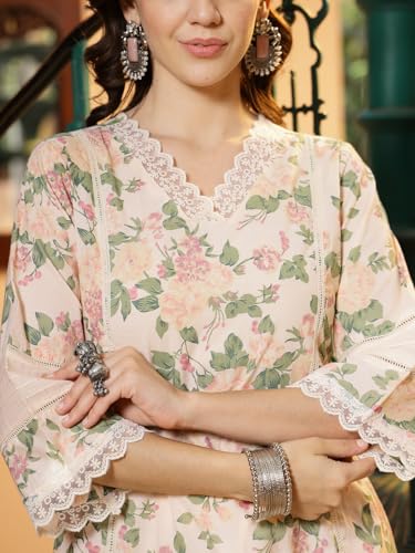 Image of Stylum Women's Floral Printed Cotton Kurti Pant Set