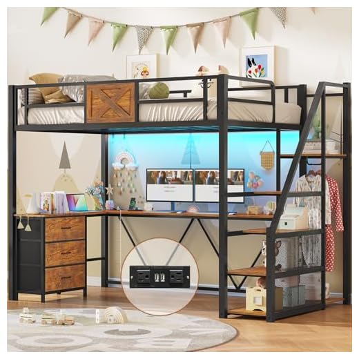 Itaar Twin Loft Bed with Desk and Storage