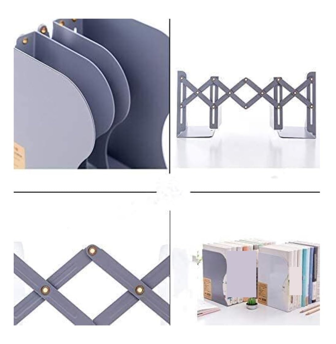 Sujeta Libros Estanteria Tapones de libros de Metal, sujetalibros retráctiles de alta resistencia, gran capacidad, antideslizantes, divisor de archivos de escritorio, sujetalibros decorativos Sujetali