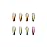 BABALAL Coffin Press on Nails Long Fake Nails Colorful Glue on Nails Matte Rhinestones 24Pcs Rainbow Acrylic Nails for Women and Girls