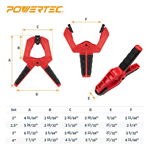 Image of POWERTEC 72208 Deluxe Quick Release Strap Clamp and Spring Clamps Set | Woodworking Frame Clamping Strap Holder with 10 Spring Clamps from 2 inch - 4 inch