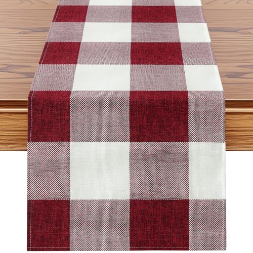 OTOSTAR Burgundy and White Buffalo Plaid Christmas...