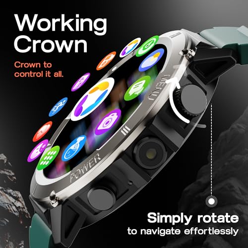 Image of GOBOULT Tuff Hawk Smart Watch 1.39'' HD Display, BT Calling, Working Crown, 150+Watchfaces, 450 Nits Brightness, AI Voice Assistant, SpO2 Monitoring (Green) (Green)