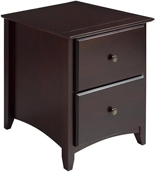 Camaflexi Shaker Style Solid Wood 2-Drawer Nightstand in Cappuccino