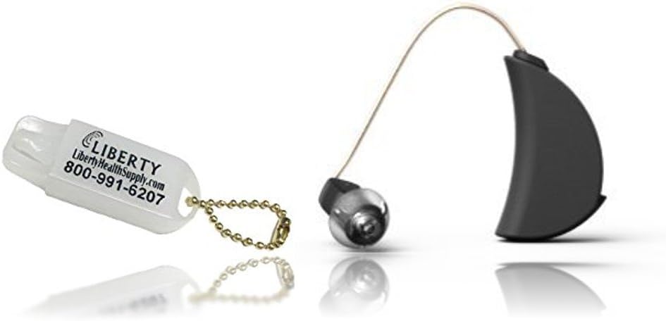 ExSilent Ytango Lite- Personal Sound Amplifier and LIBERTY Hearing Aid Battery Keychain (Black/Right)