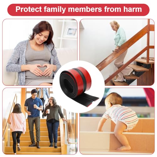 CEWROM Treppenkantenprofil Selbstklebend 4m, Antirutsch Treppenkantenschutz für Innen & Außen, Rutschfeste Treppenstufen Schutzleiste, Treppenprofil Schwarz für Holz & Beton (Schwarz, 4 Meters)