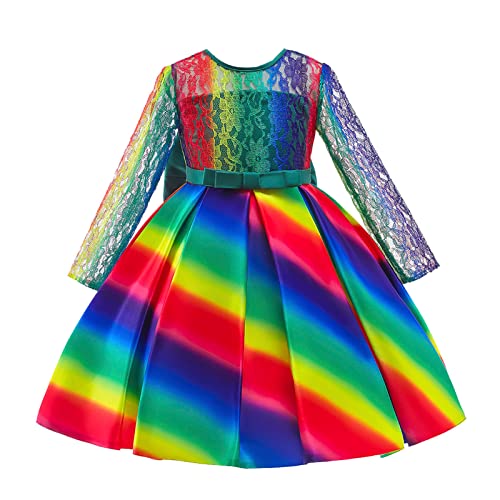 Costume robe arc-en-ciel enfant filles pour cérémonie et anniversaire