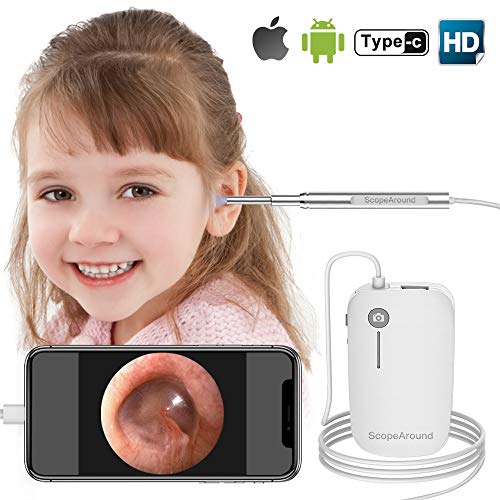 Otoscope iPhone, Scopearound New Upgrade 4.3mm Ultra-Slim HD Ear Scope Camera Digital Otoscope