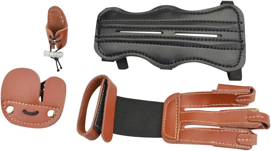 Buy Nmcpy Archery Glove 3 Finger Guard Leather Arm Guard Bracers Finger Tabs Thumb Ring Finger Protector Protective Gear Set For Compound Bow Recurve Bow Shooting Hunting Online In Taiwan B07rzyy8j9