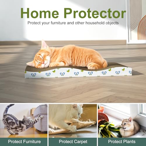 TRYKERPET Cat Scratching Board, Cardboard Cat Scratcher with Catnip, Corrugated Cat Scratch Pad with Premium Scratch Textures Design, Double-Sided Cat Scratchers for Indoor Cats (Pack of 2) - Thumbnail 6