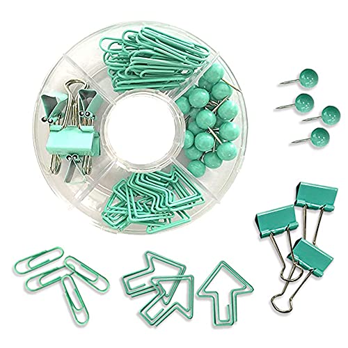 65 PCS Office Stationery Supplies Set Desk Accessories Organizer Set,Push Pins, Paper Clips, Binder Clips for Desk Decoration