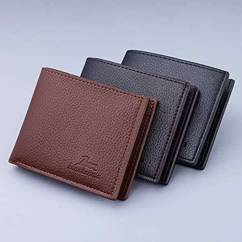Image of Slim Wallet for Men with Coin Purse, Minimalist Wallet with Zipper, Bifold Mens Wallets with Credit Card Holder, PU Leather Men's Wallet with Money Clip, Carteras Para Hombres (COFFEE)