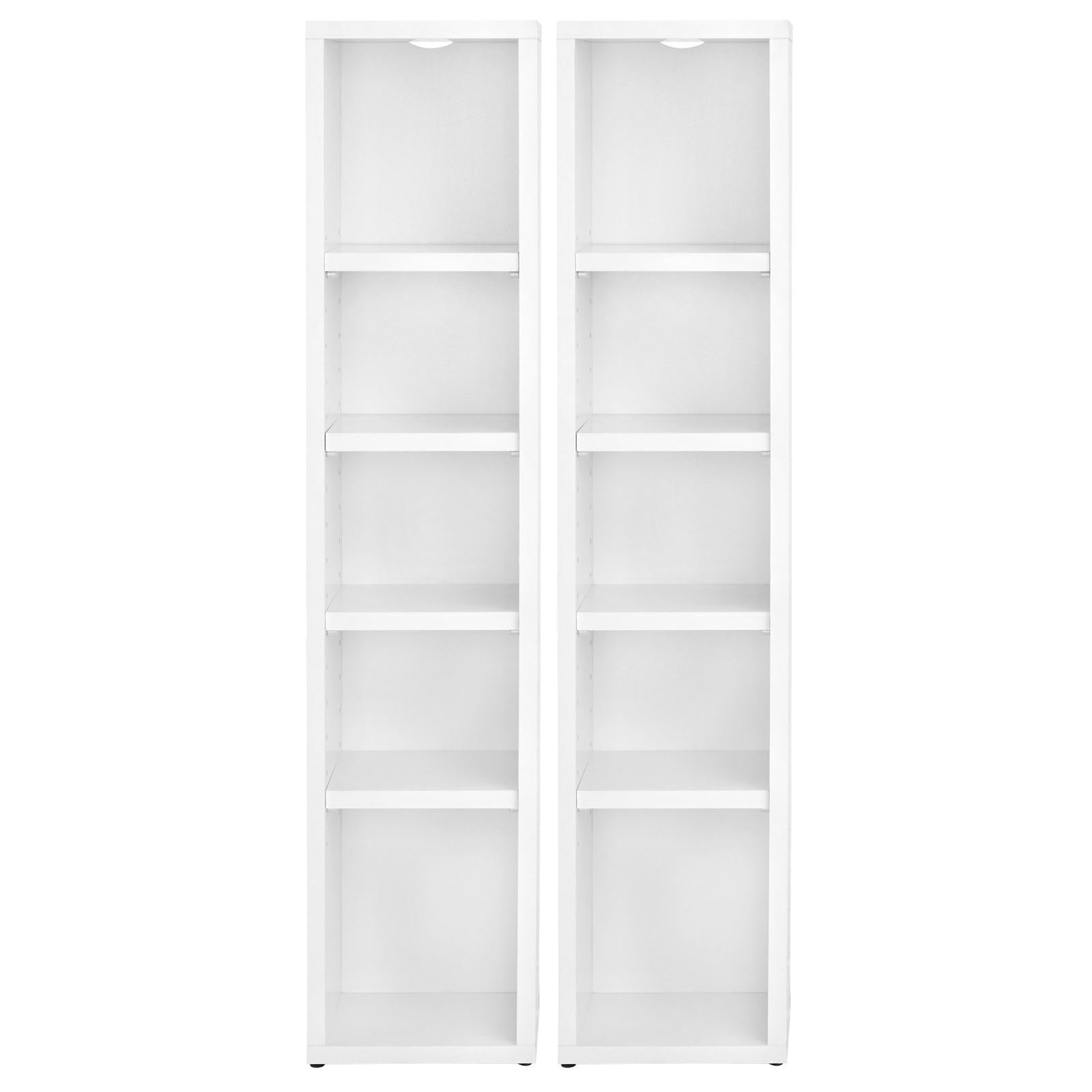 CARO-Möbel CD DVD Blueray Regal Chart in Weiß – Zweiteiliges Medienregal, Aufbewahrung, CD-Ständer mit 10 Fächern für bis zu 160 CDs, 20x187 cm (B x H)