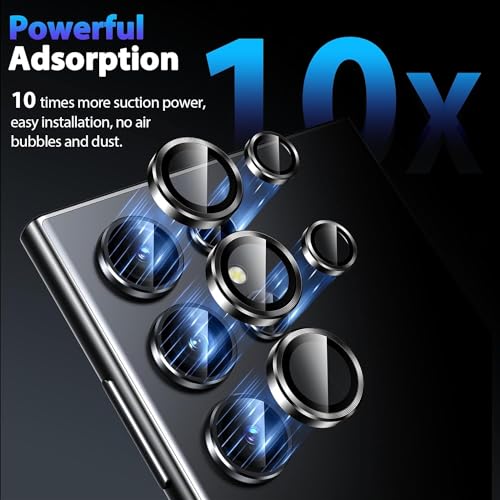 Image of Camera Lens Protector Compatible with Galaxy S24 Ultra | 9H Tempered Glass Camera Lens Guard | HD Clear Scratch Resistant Lens Cover | Case Friendly | Easy Installation Black