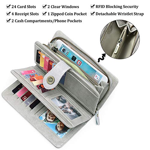 Image of FALAN MULE Wallets for Women Trifold Wristlet Wallets Large Capacity RFID Blocking Ladies Purse Credit Card Holder