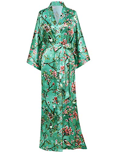 BABEYOND Floral Kimono Robe Satin Silk Wedding Robe Nightgown Sleepwear 53